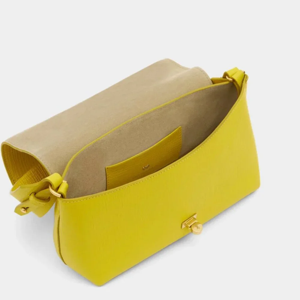 Anya Hindmarch Mortimer Cross-body Crosshatch Calf Leather in Taxi Yellow, NWT - Picture 12 of 14